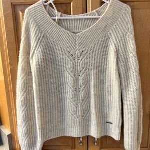 Off the shoulder cream sweater